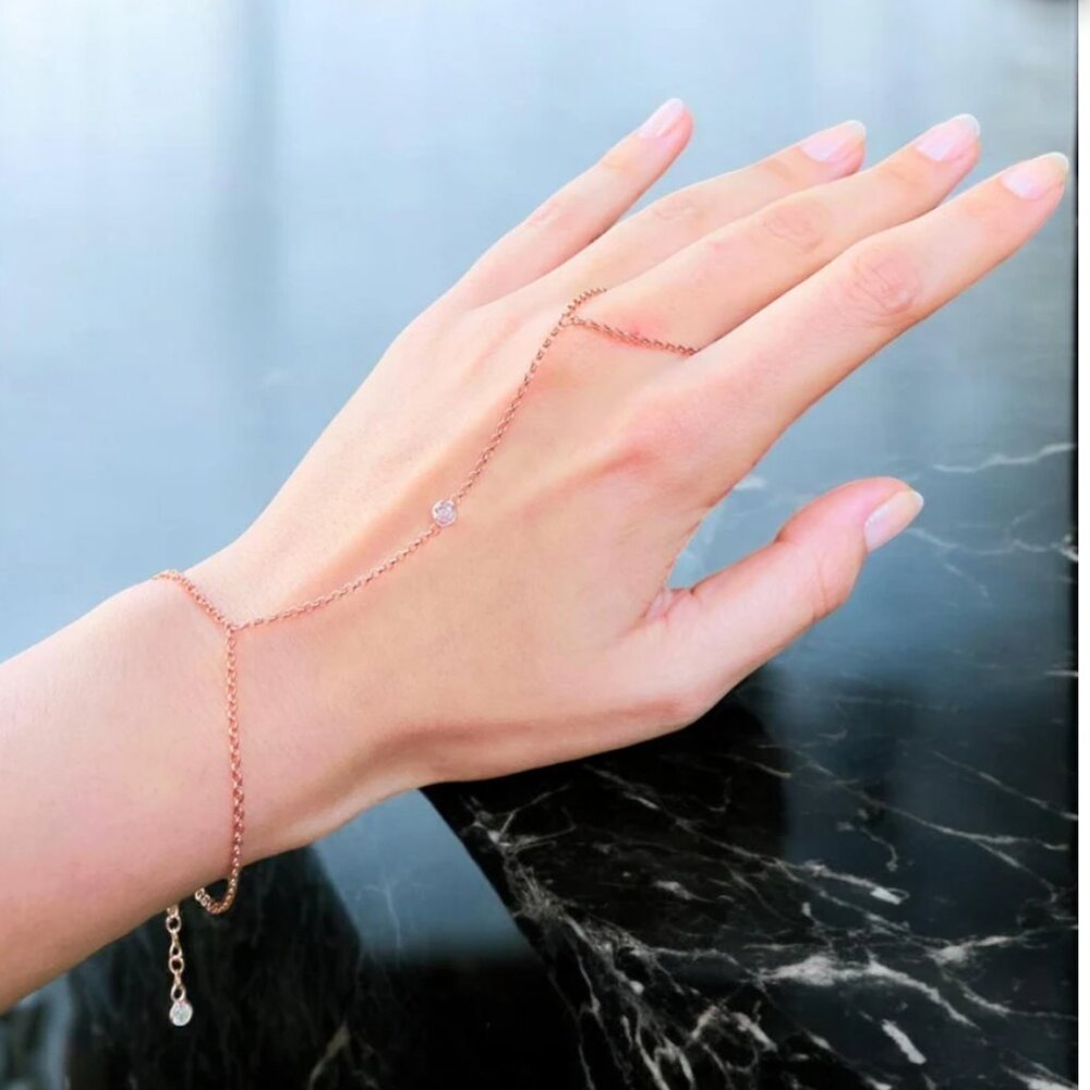 Hand Chain, Birthstone Bracelet, Silver Chain, Charm Bracelet, Finger Bracelet,